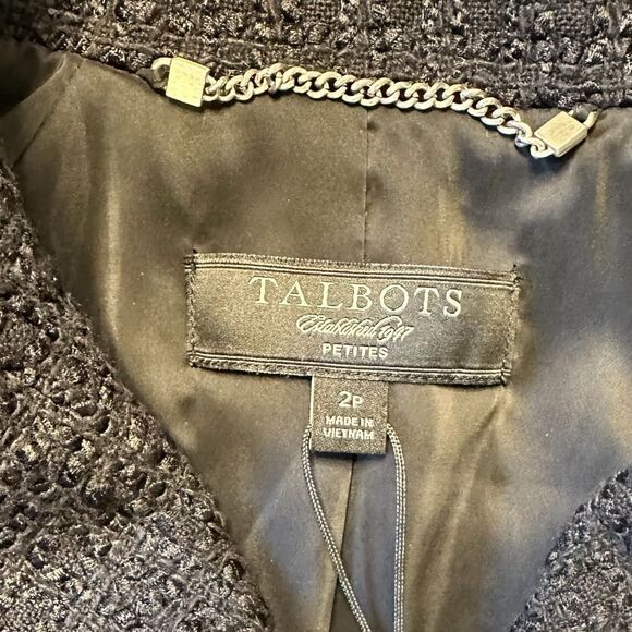Talbots Metallic Tweed Blazer Jacket with Embellished Buttons Size 2P - Picture 15 of 16
